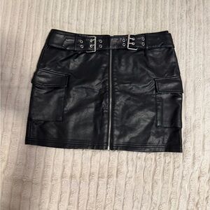 Black Faux Leather Mini Skirt